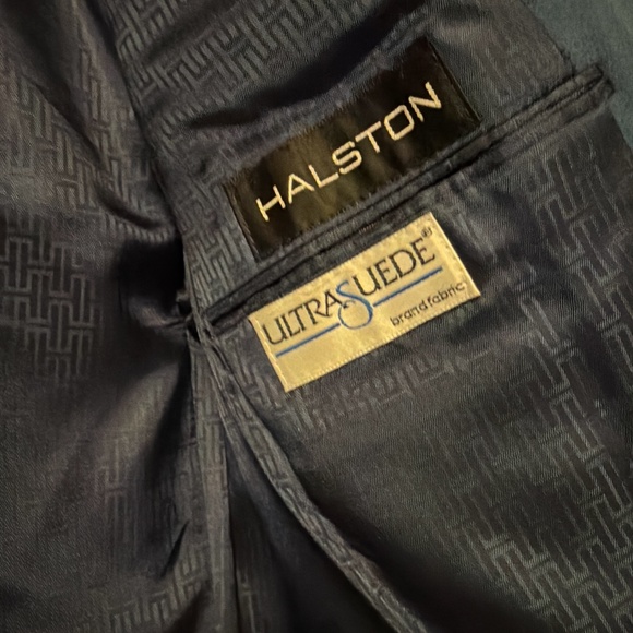 Halston Vintage 80's Ultra Suede Sapphire Blue Mod Blazer Jacket Men's Size L - Picture 4 of 5